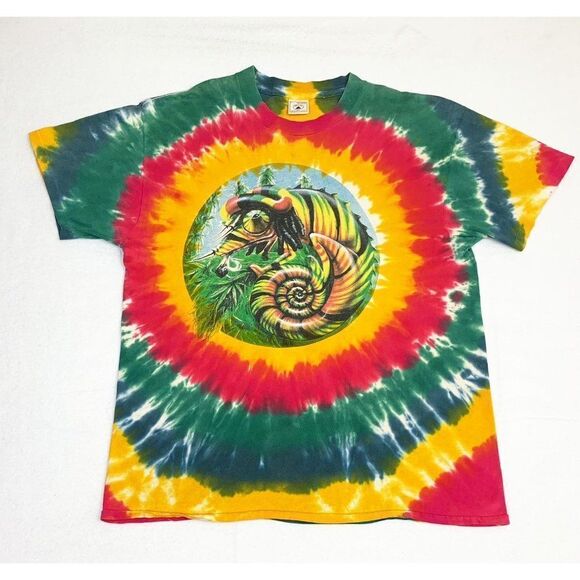 Vintage Rasta Lizard T-Shirt Large Tie Dye Ganja Weed Jamaica Hippe Beach Single - Picture 1 of 10